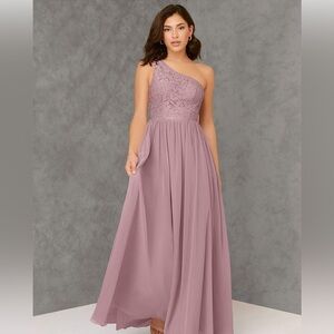 AZAZIE CROSBY A-Line Lace Chiffon Floor-Length Dress dusty rose